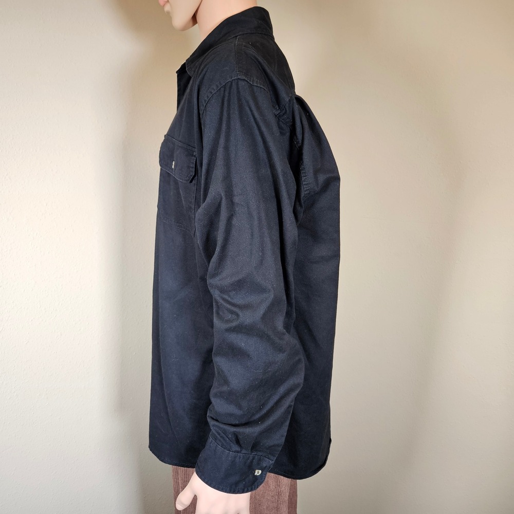 Wrangler Premium Quality Mens Large Black Cotton Long Sleeve Work Shirt HLB1WHA - Picture 2 of 14